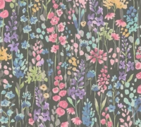 papel pintado flores primavera negro
