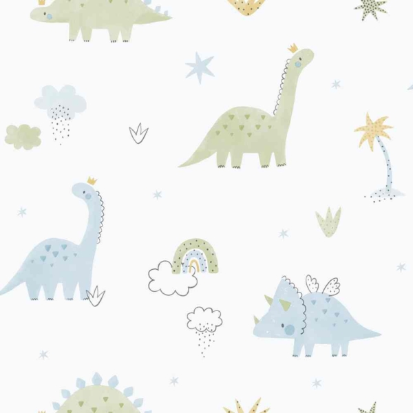 Papel pintado Dinos Tonos Verdes y Azules