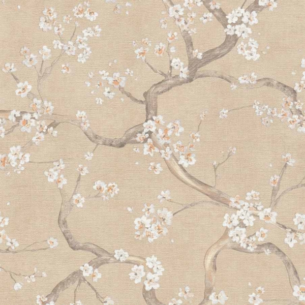 Papel pintado Cherry Trees fondo marron