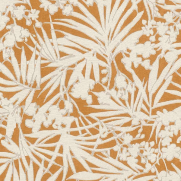 Papel pintado hojas fondo naranja
