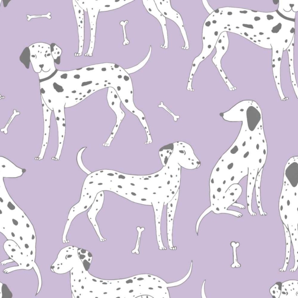 Papel Pintado Dalmatas fondo morado