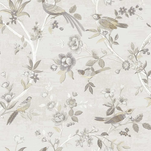 Papel Pintado Pájaros Fondo Gris