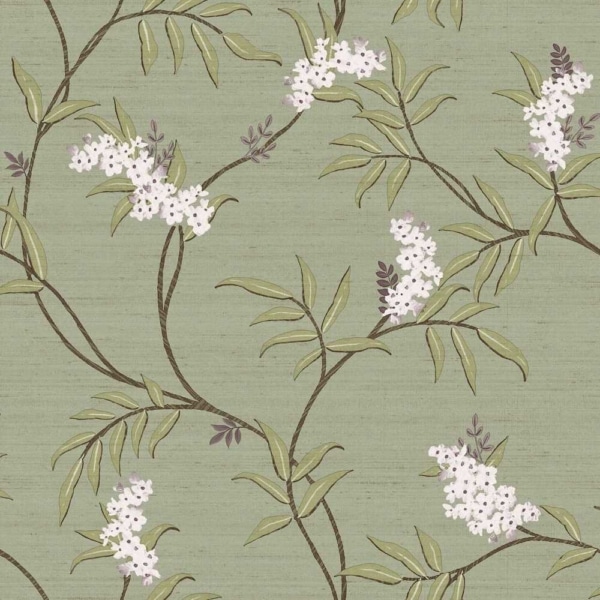 Papel Pintado Flores Estilo Entelado Verde