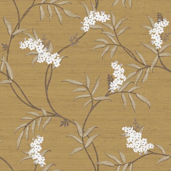 Papel Pintado Flores Estilo Entelado Mostaza