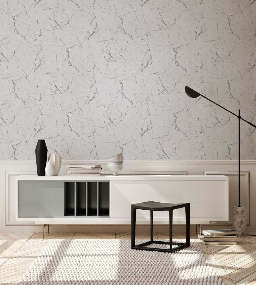 Papel Pintado Imitacion Mármol Gris
