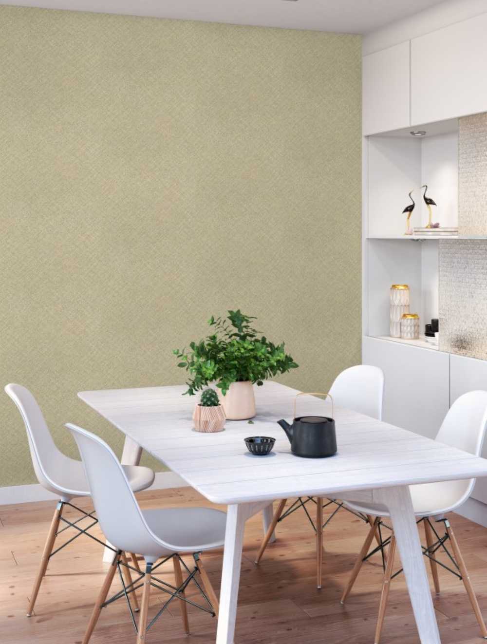 Papel Pintado Efecto Rafia Marrón y Verde