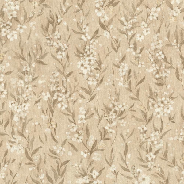 Papel Pintado Flor de Lino Beige